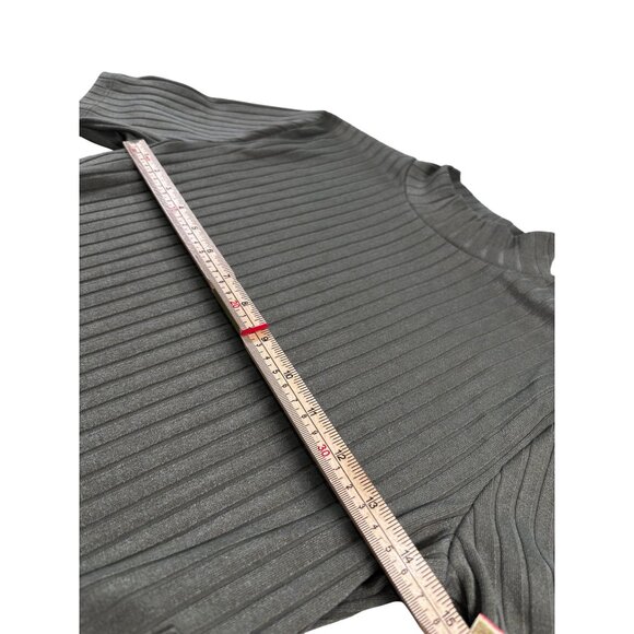 Bar III Womens Short Sleeve Ribbed Mock Neck Top M Side Button Detail Olive - Picture 9 of 11